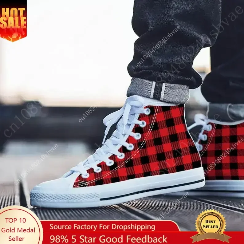 Plaid High Top Shoes Mens Wome – Men'S Shoes Qn recenzja i cena