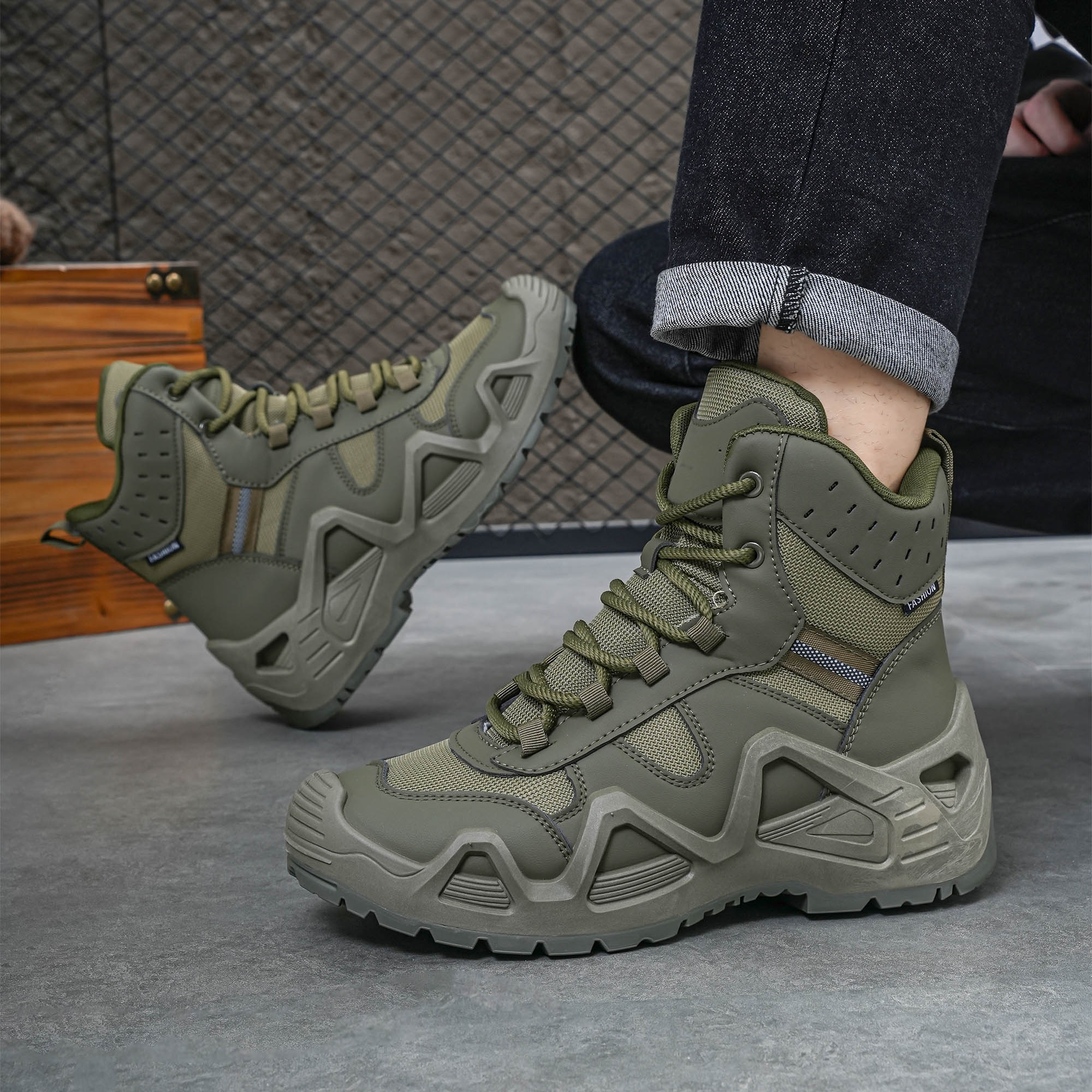 Men's high top boots, hiking b – Men'S Shoes Popular recenzja i cena